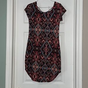 No Boundaries. Above the knee, Aztec like dress.
